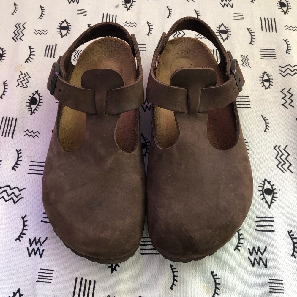 Birkenstock Paris Mule w/ Strap in Brown Leather